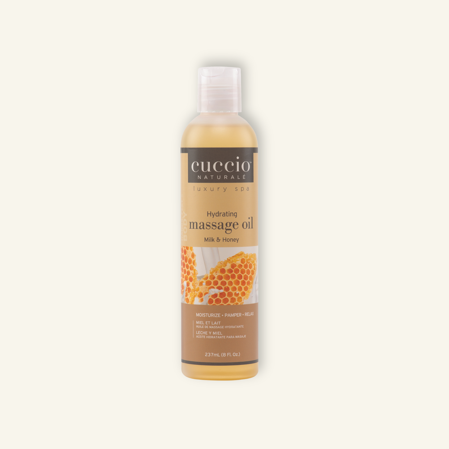 CUCCIO Massage Oil Milk and Honey front bottle image