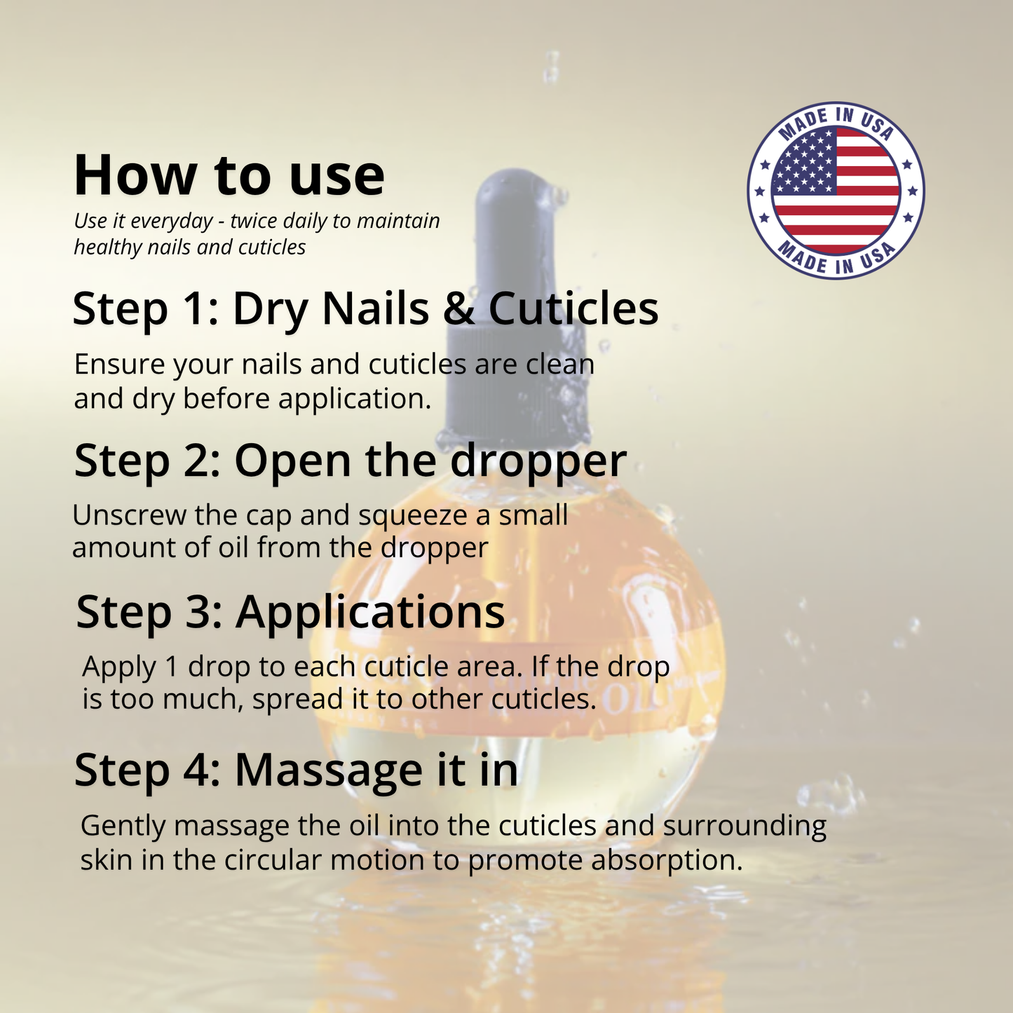 CUCCIO Cuticle Oil how to use application guide image