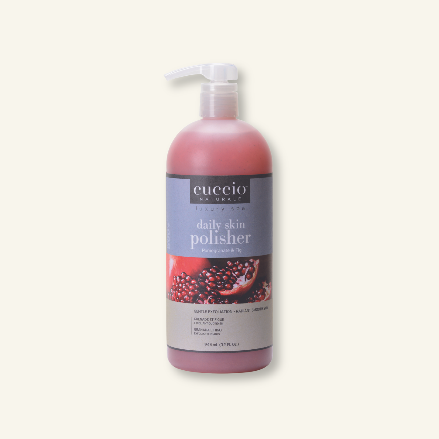 CUCCIO Daily Skin Polisher Pomegranate and Fig 32oz micro exfoliant body scrub front product image