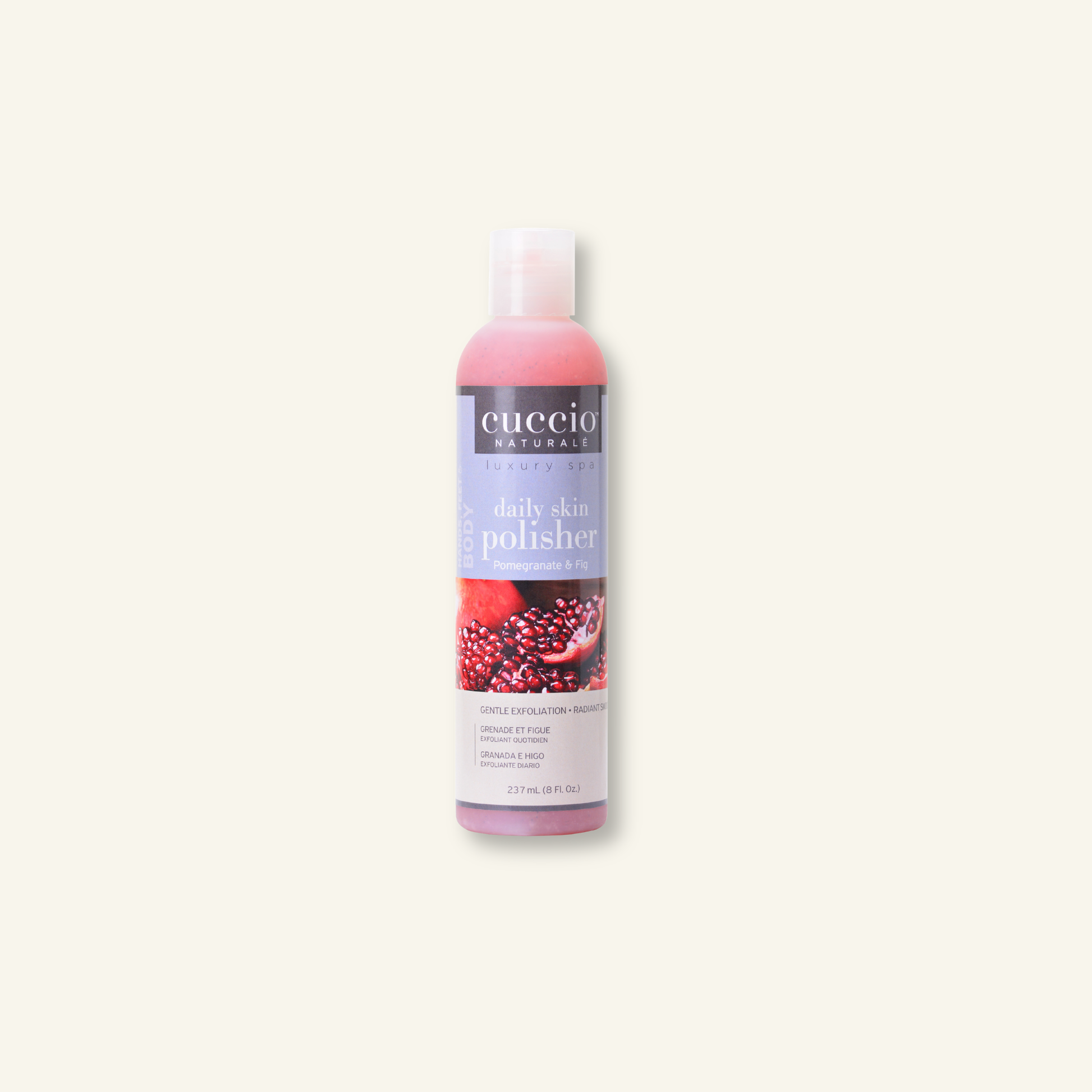 CUCCIO Daily Skin Polisher Pomegranate and Fig 8oz micro exfoliant body scrub front product image