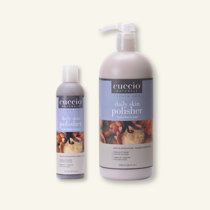 CUCCIO Daily Skin Polisher Vanilla Bean and Sugar micro exfoliant body scrub bottle front product image