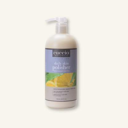 CUCCIO Daily Skin Polisher White Limetta and Aloe Vera 32oz micro exfoliant body scrub front product image
