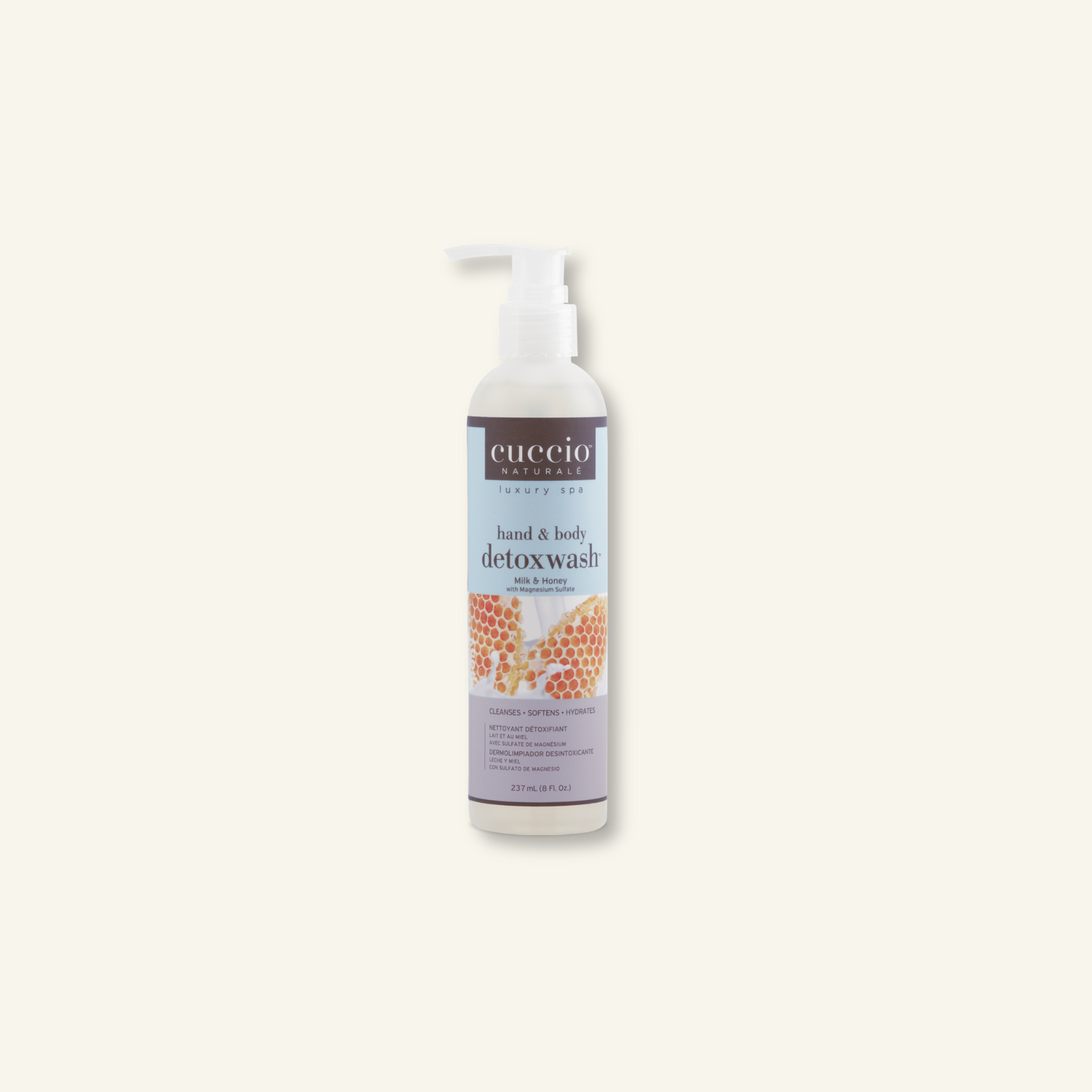 CUCCIO Hand and Body Detox Wash Milk and Honey 8oz front product image